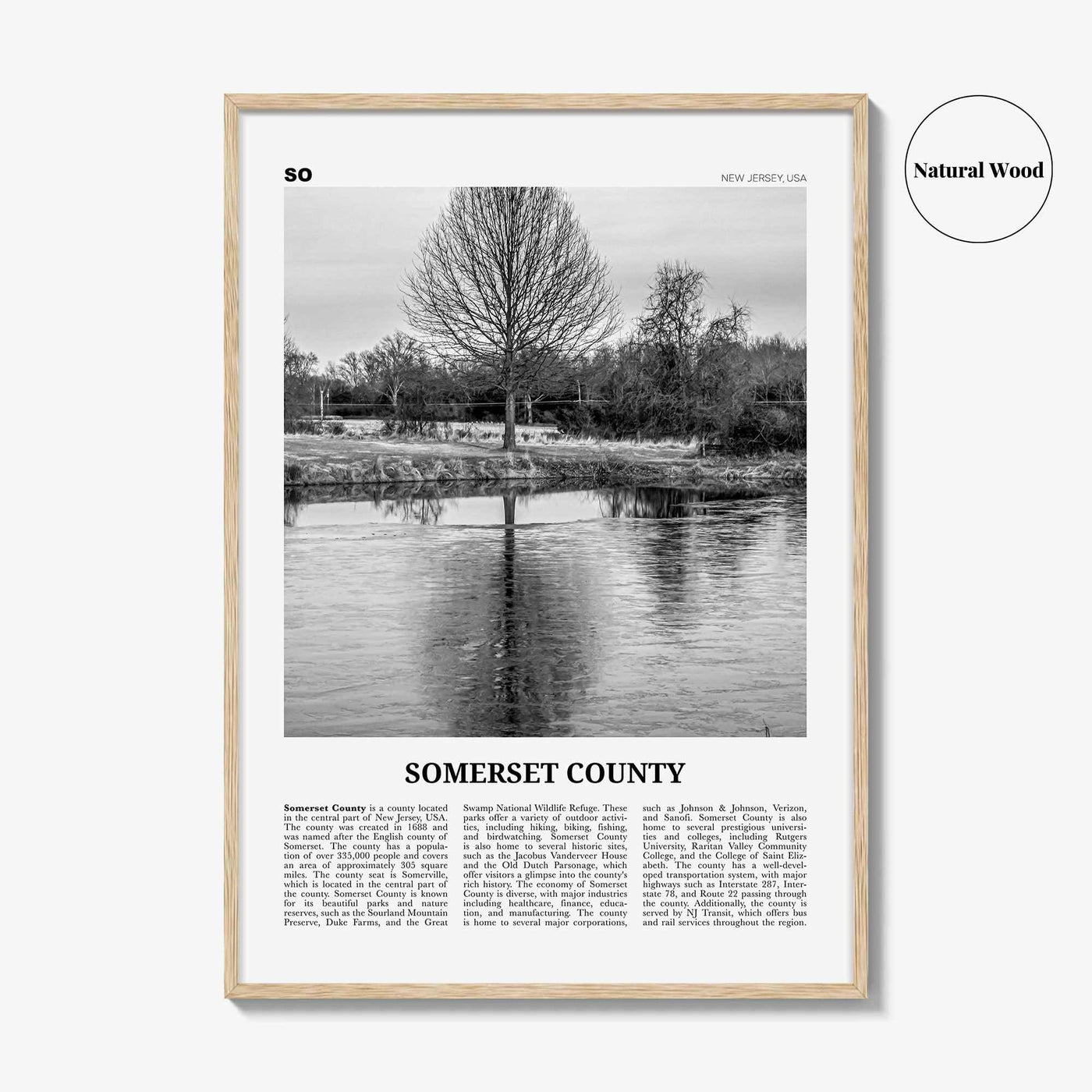 Somerset County Print Black and White, Somerset County Wall Art, Somerset County Poster, Somerset Photo, Somerset Wall Décor, Somerset Map