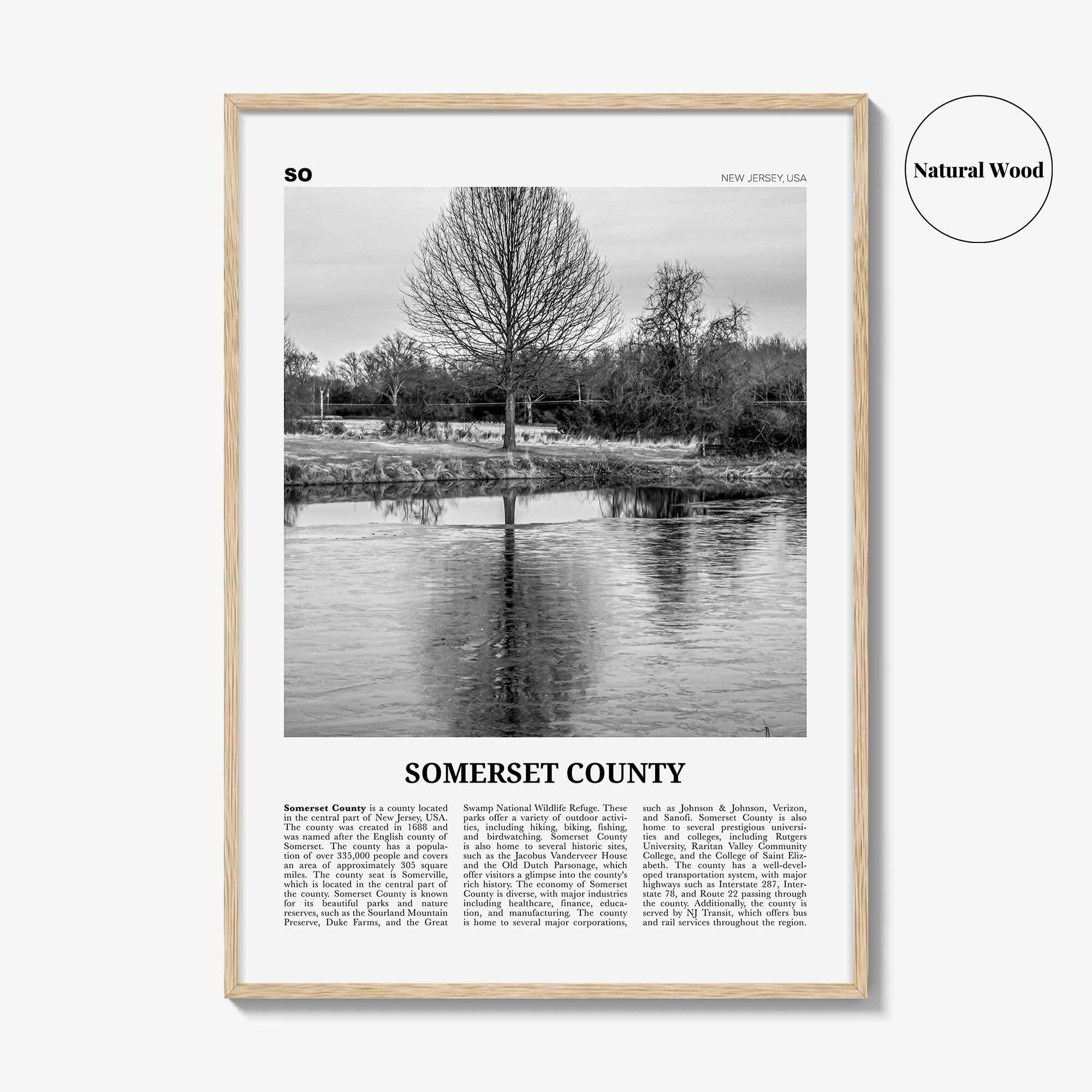 Somerset County Print Black and White, Somerset County Wall Art, Somerset County Poster, Somerset Photo, Somerset Wall Décor, Somerset Map