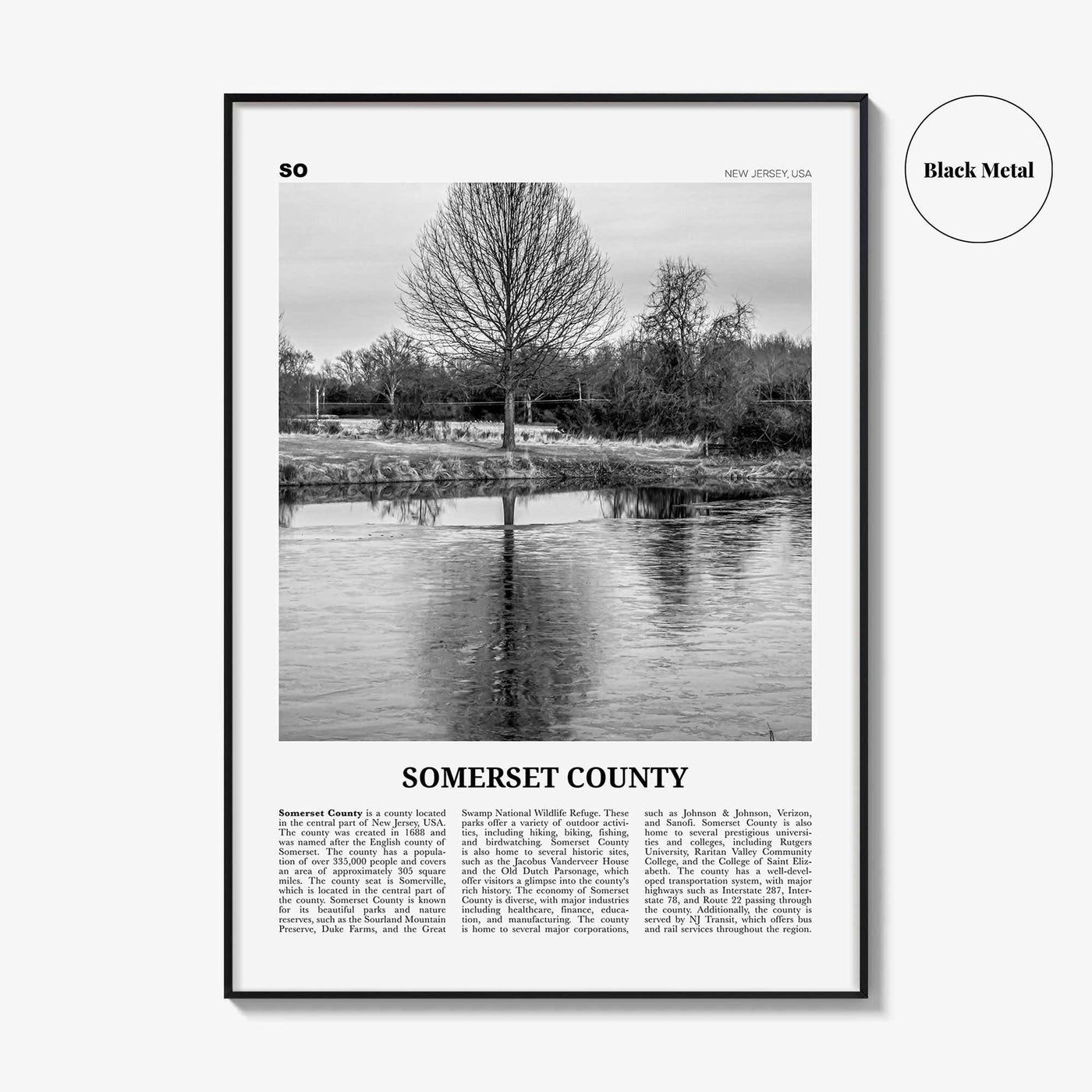 Somerset County Print Black and White, Somerset County Wall Art, Somerset County Poster, Somerset Photo, Somerset Wall Décor, Somerset Map
