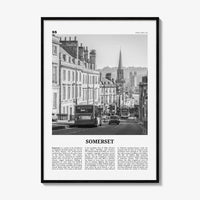 Somerset Print Black and White, Somerset Wall Art, Somerset Poster, Somerset Photo, Somerset Map, England, UK, United Kingdom