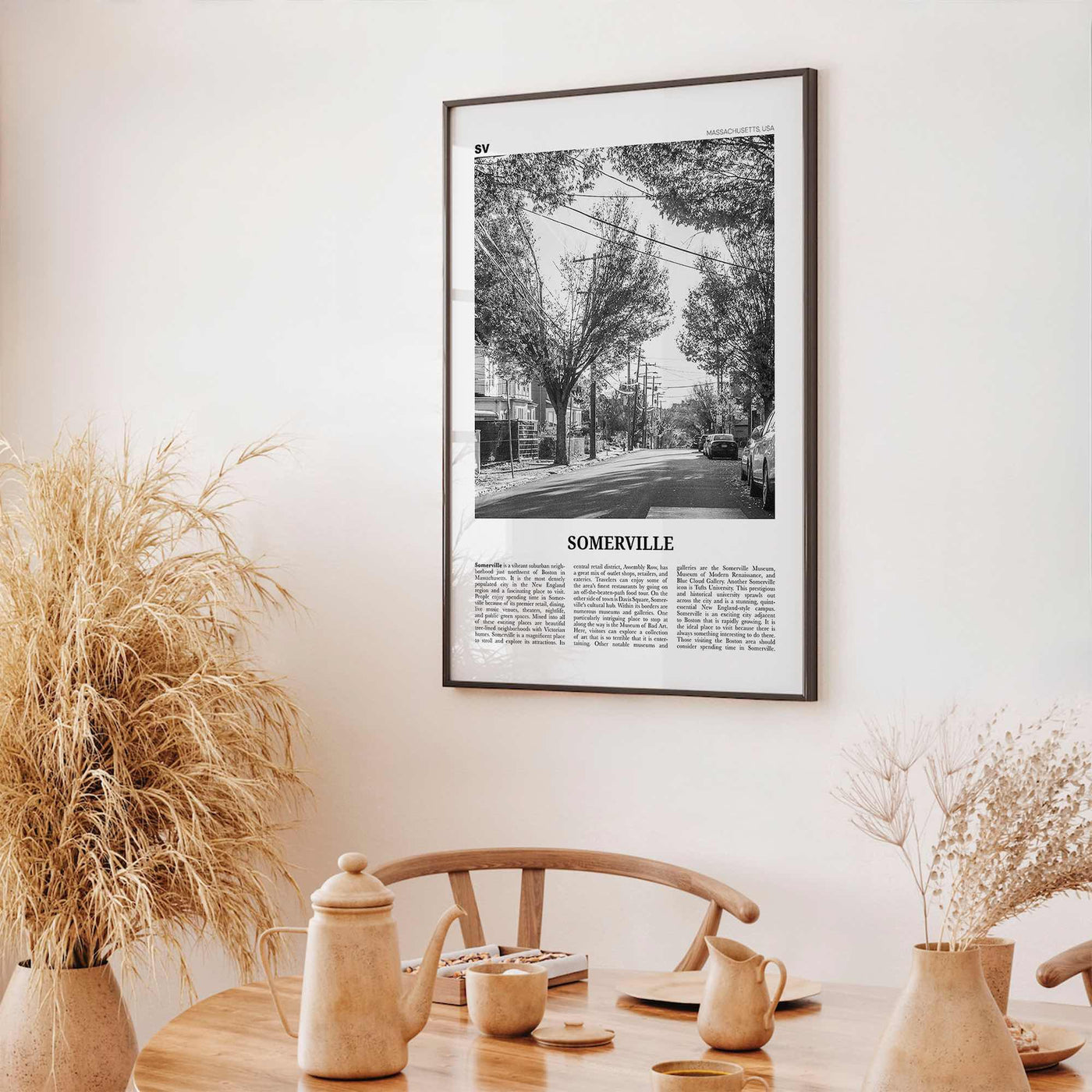 Somerville Print Black and White, Somerville Wall Art, Somerville Poster, Somerville Photo, Somerville Wall Décor, Massachusetts, USA