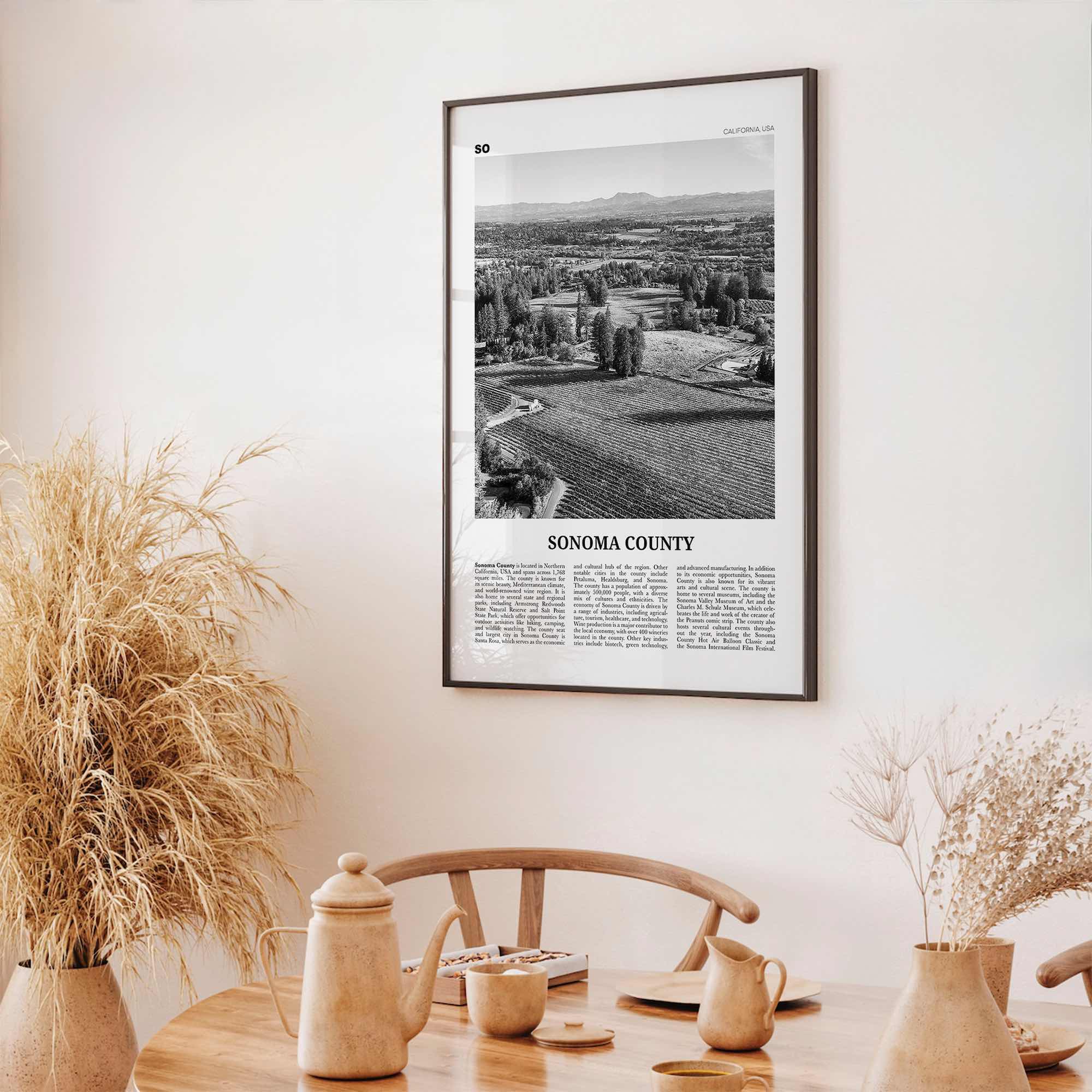 Sonoma County Print Black and White, Sonoma County Wall Art, Sonoma County Poster, Sonoma County Photo, Sonoma County Wall Décor, Sonoma Map