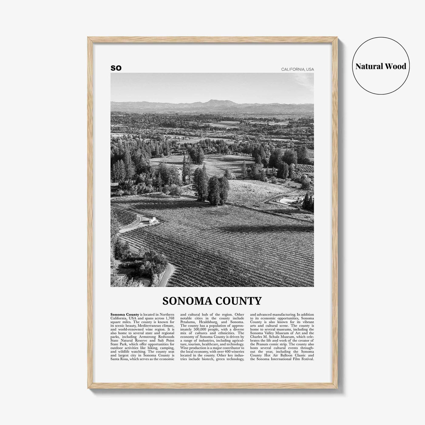 Sonoma County Print Black and White, Sonoma County Wall Art, Sonoma County Poster, Sonoma County Photo, Sonoma County Wall Décor, Sonoma Map