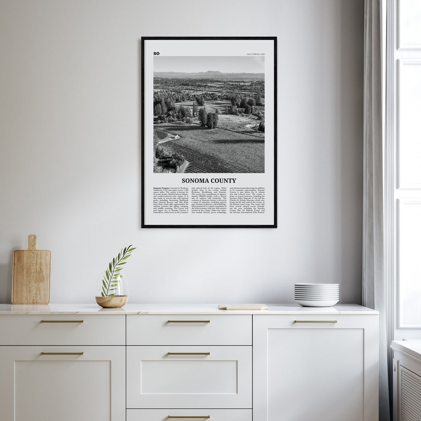 Sonoma County Travel B&W Poster