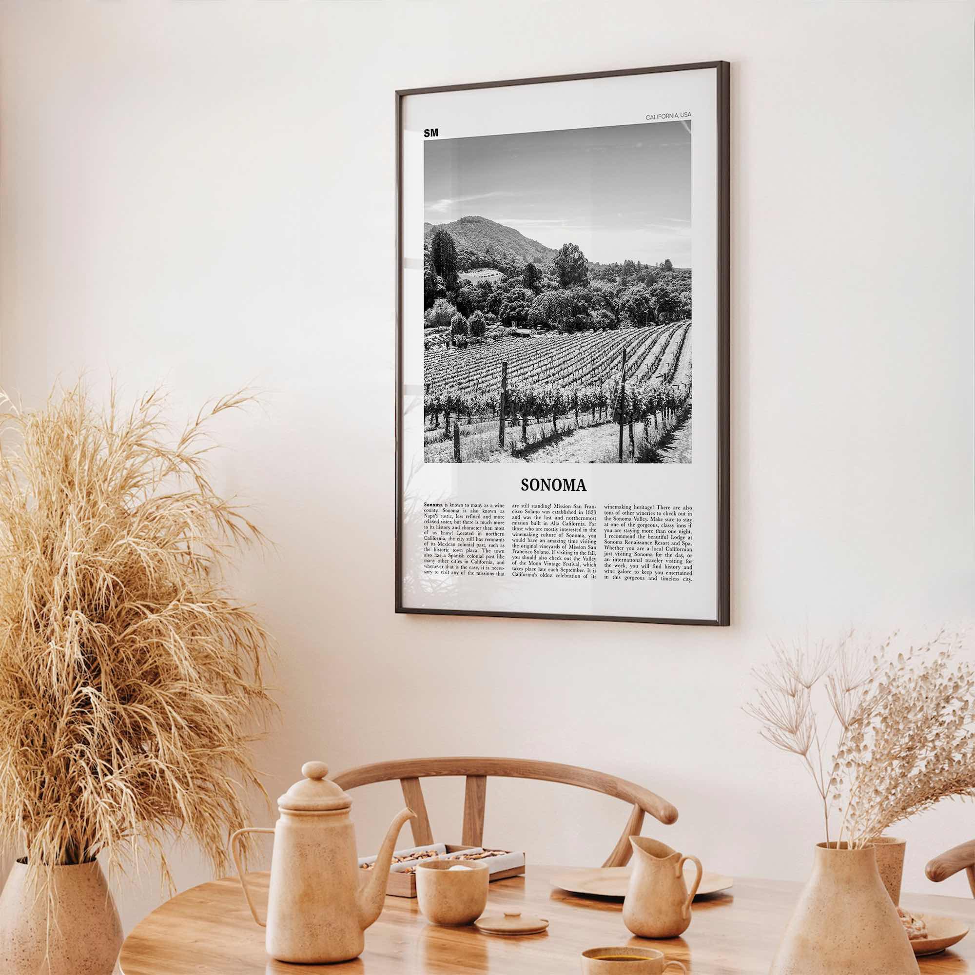 Sonoma Print Black and White, Sonoma Wall Art, Sonoma Poster, Sonoma Photo, Sonoma Wall Decor, California, USA, United States, North America