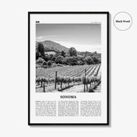 Sonoma Print Black and White, Sonoma Wall Art, Sonoma Poster, Sonoma Photo, Sonoma Wall Decor, California, USA, United States, North America