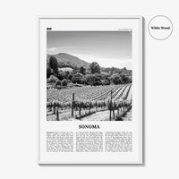 Sonoma Print Black and White, Sonoma Wall Art, Sonoma Poster, Sonoma Photo, Sonoma Wall Decor, California, USA, United States, North America