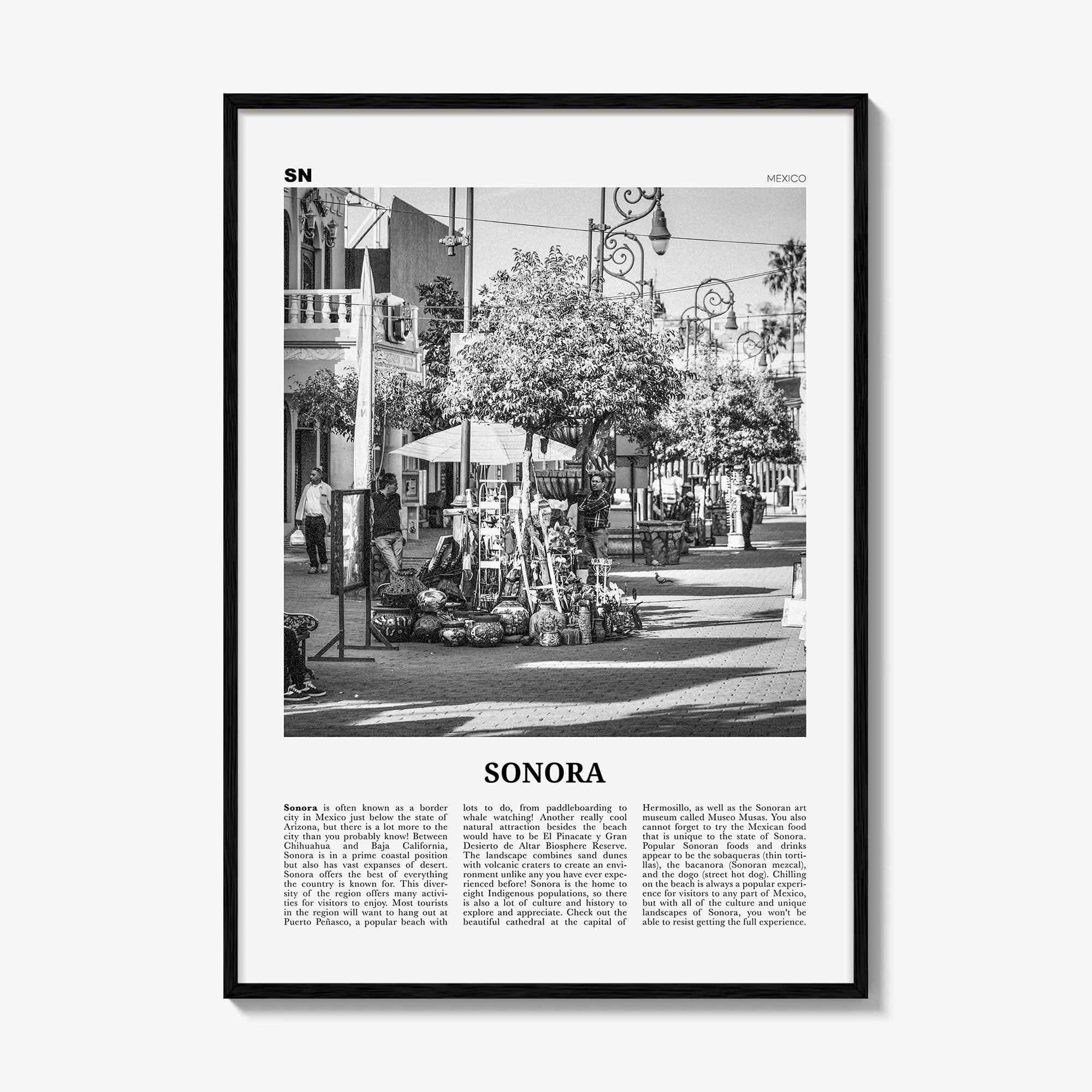 Sonora Print Black and White, Sonora Wall Art, Sonora Poster, Sonora Photo, Sonora Wall Decor, Mexico, Hermosillo