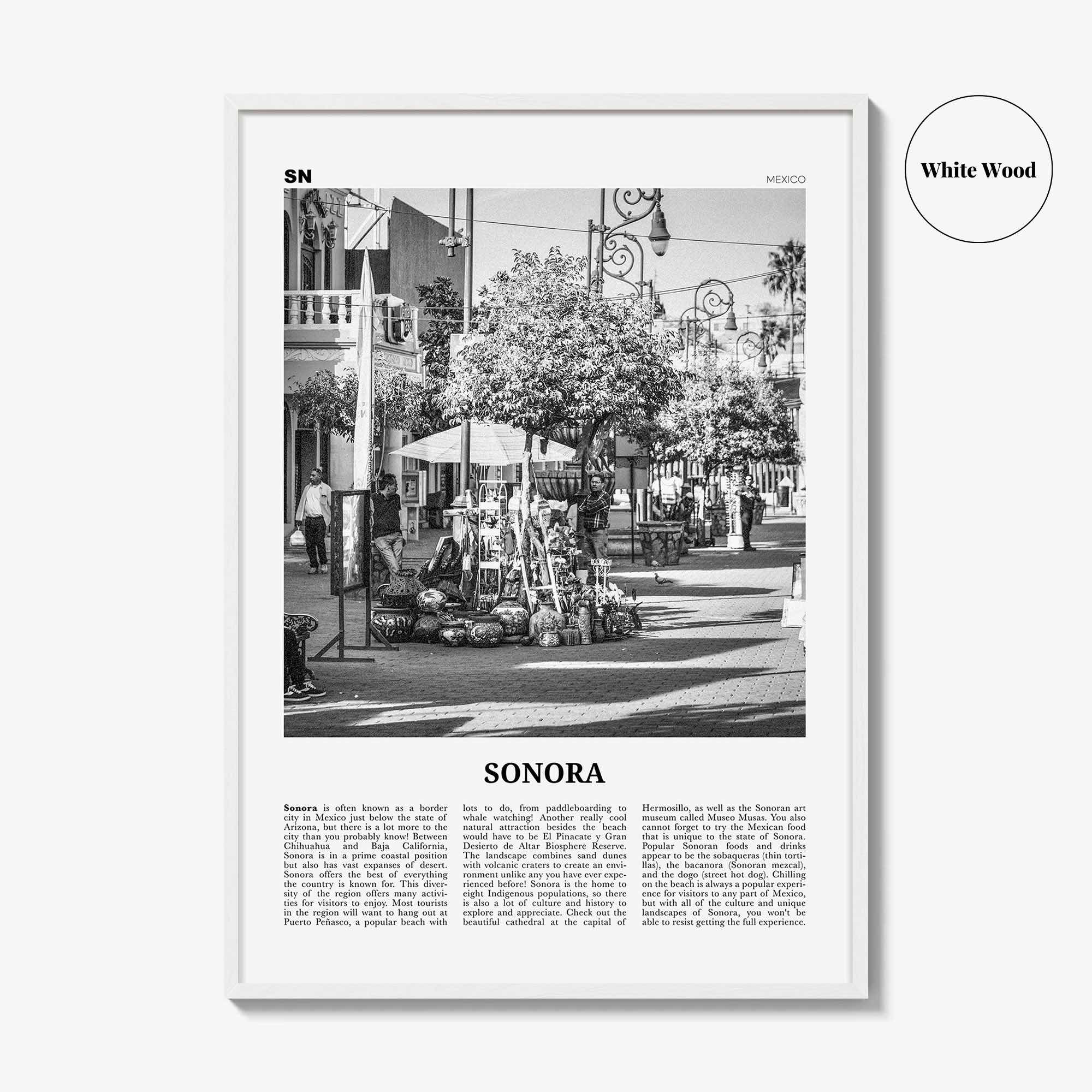Sonora Print Black and White, Sonora Wall Art, Sonora Poster, Sonora Photo, Sonora Wall Decor, Mexico, Hermosillo