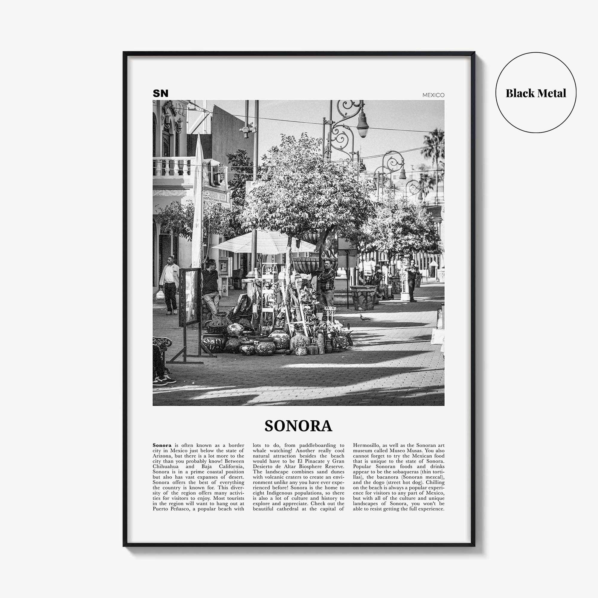 Sonora Print Black and White, Sonora Wall Art, Sonora Poster, Sonora Photo, Sonora Wall Decor, Mexico, Hermosillo