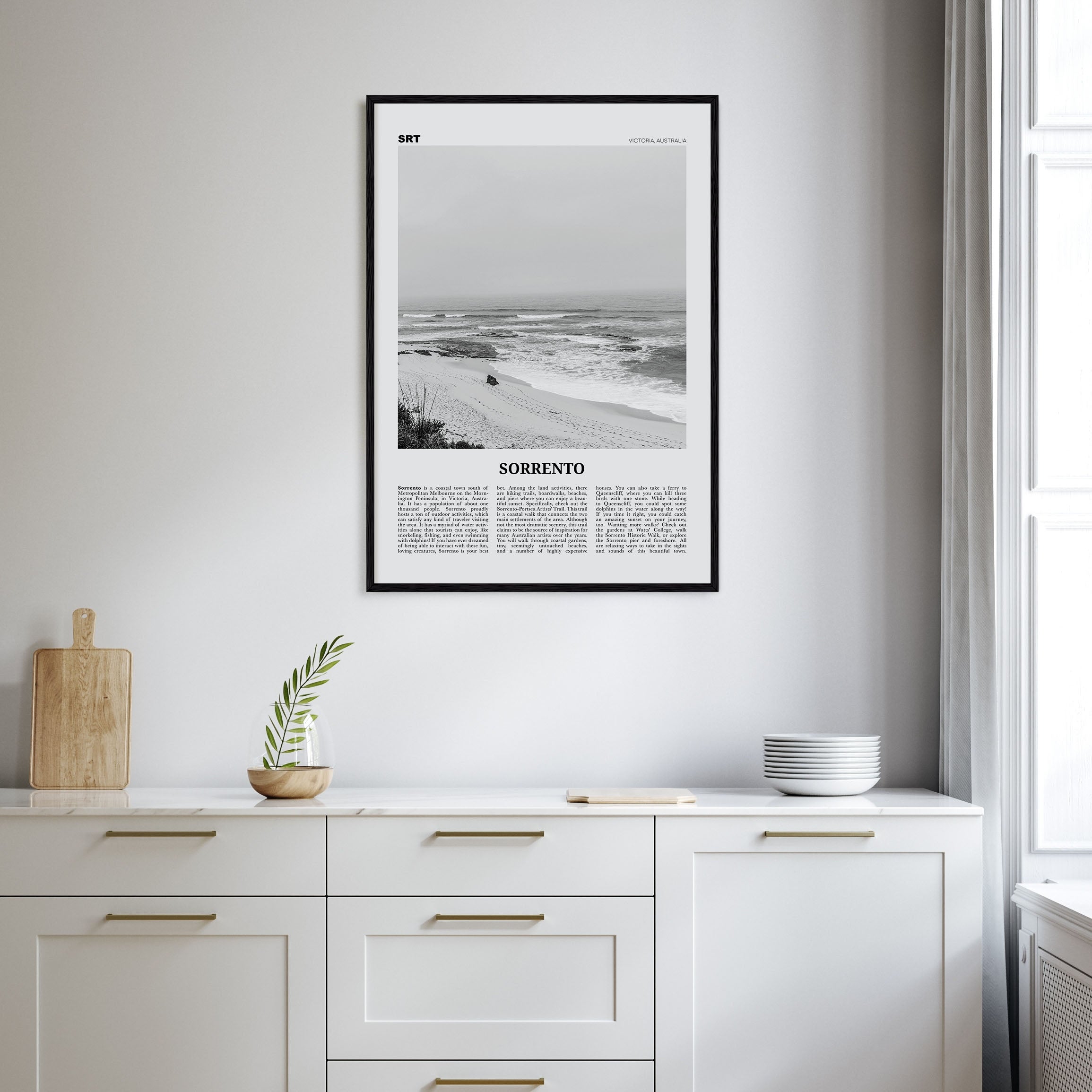 Sorrento, Australia Travel B&W Poster