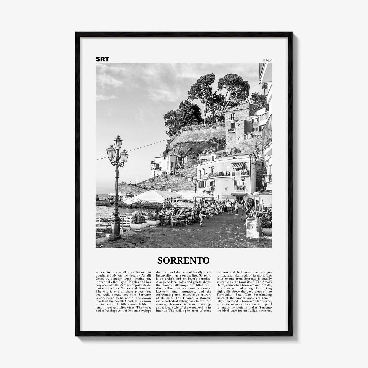 Sorrento Print Black and White Italy, Sorrento Wall Art, Sorrento Poster, Sorrento Photo, Sorrento, Italia, Naples, Campania, Amalfi Coast