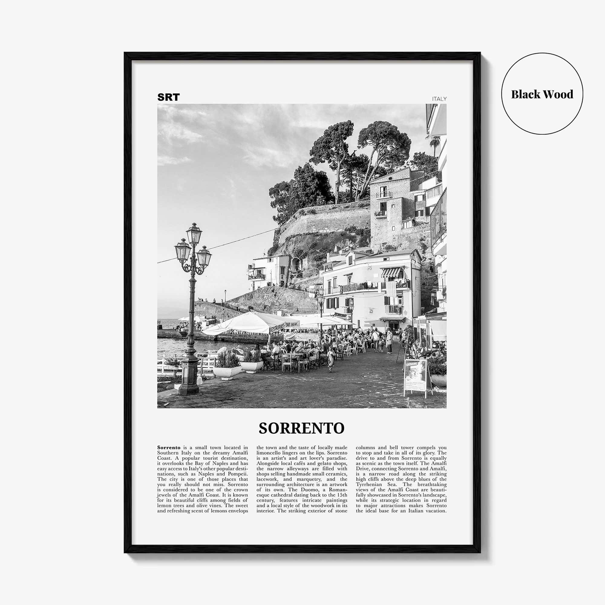 Sorrento Print Black and White Italy, Sorrento Wall Art, Sorrento Poster, Sorrento Photo, Sorrento, Italia, Naples, Campania, Amalfi Coast