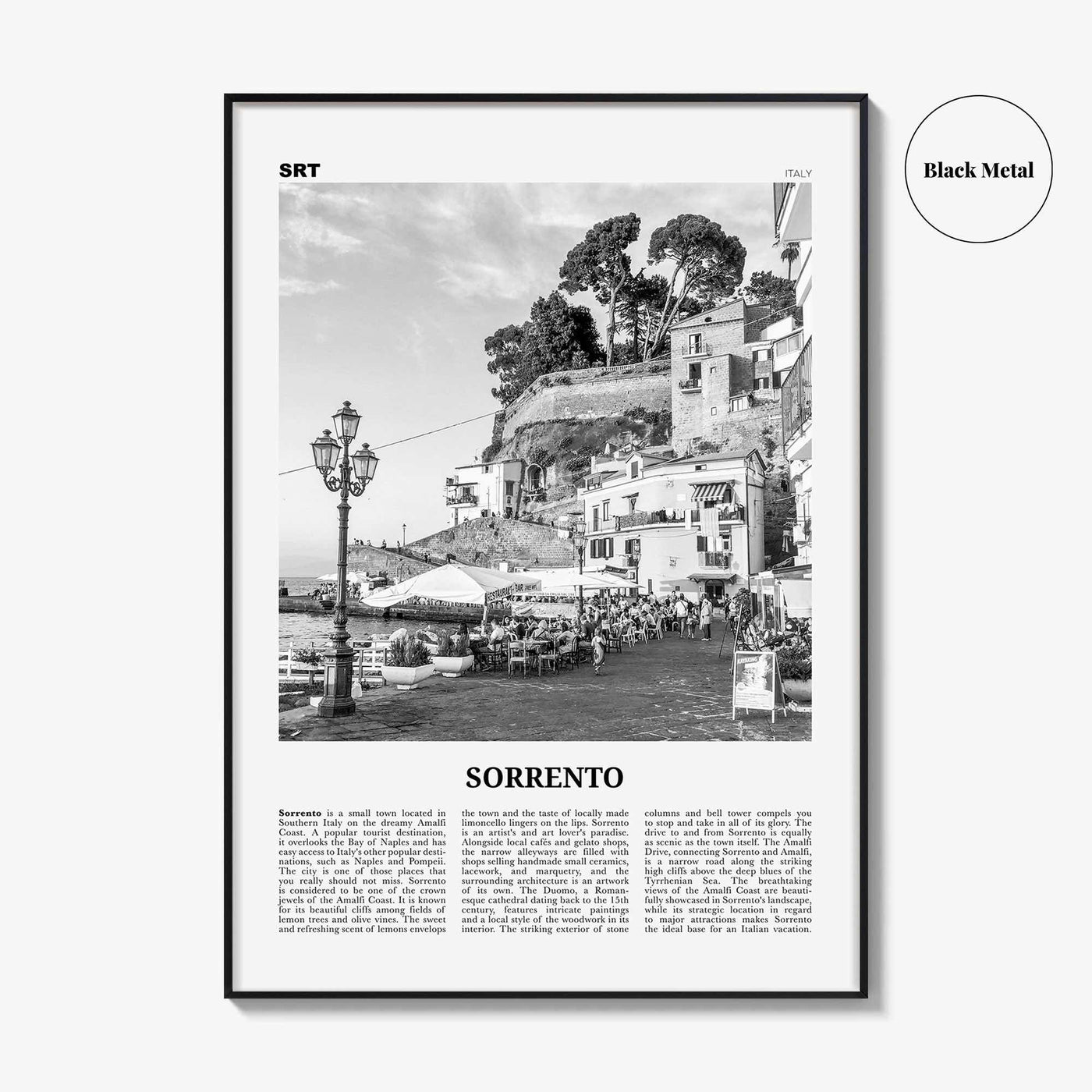Sorrento Print Black and White Italy, Sorrento Wall Art, Sorrento Poster, Sorrento Photo, Sorrento, Italia, Naples, Campania, Amalfi Coast