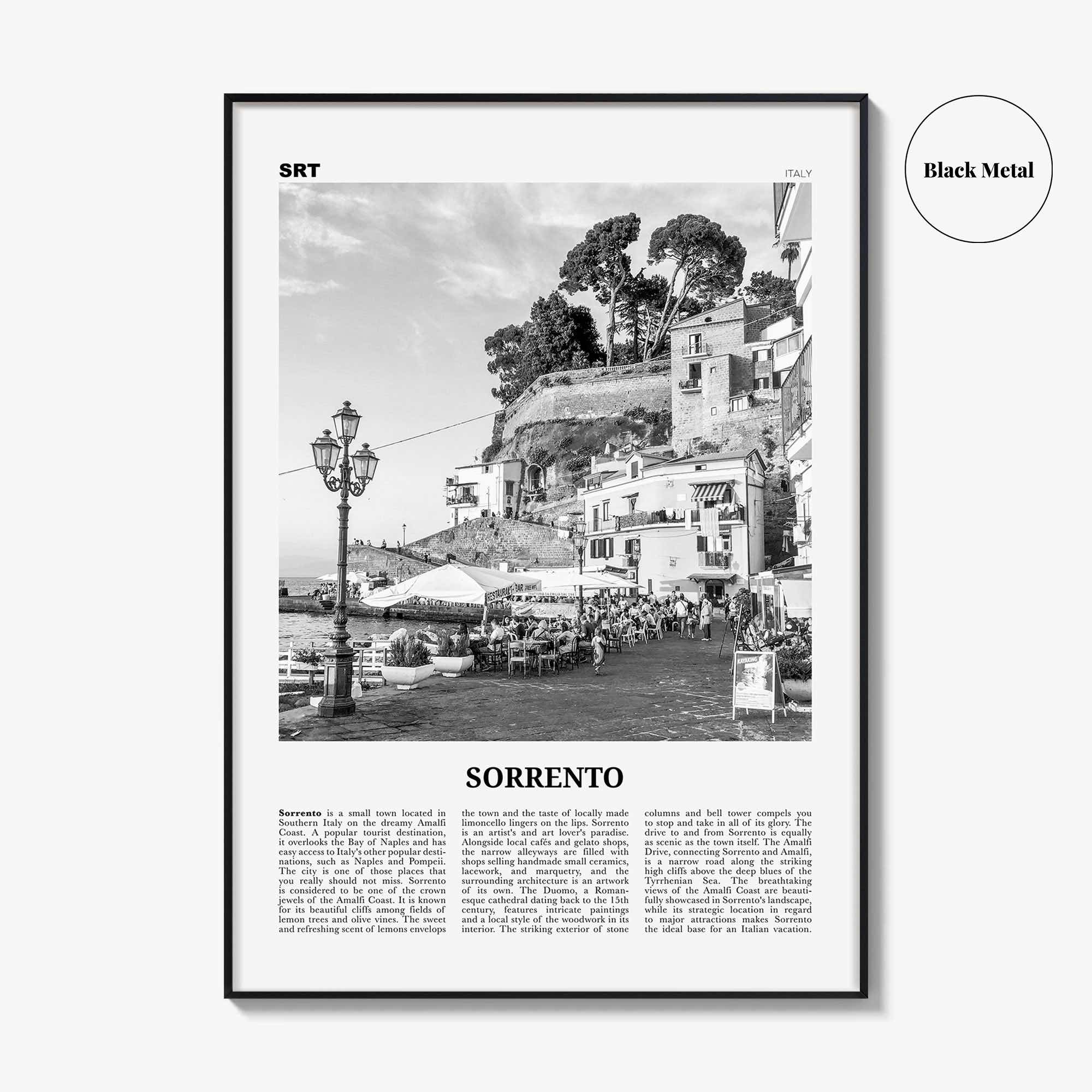 Sorrento Print Black and White Italy, Sorrento Wall Art, Sorrento Poster, Sorrento Photo, Sorrento, Italia, Naples, Campania, Amalfi Coast