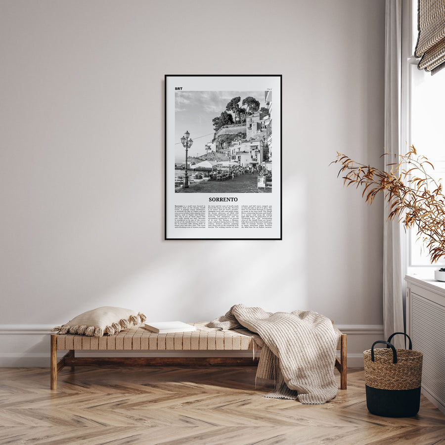 Sorrento, Italy Travel B&W Poster