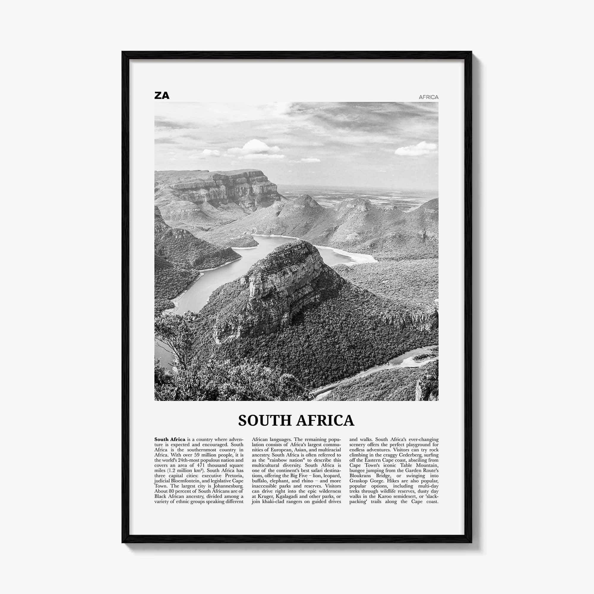 South Africa Print Black and White, South Africa Wall Art, South Africa Poster, South Africa Photo, Johannesburg, Cape Town