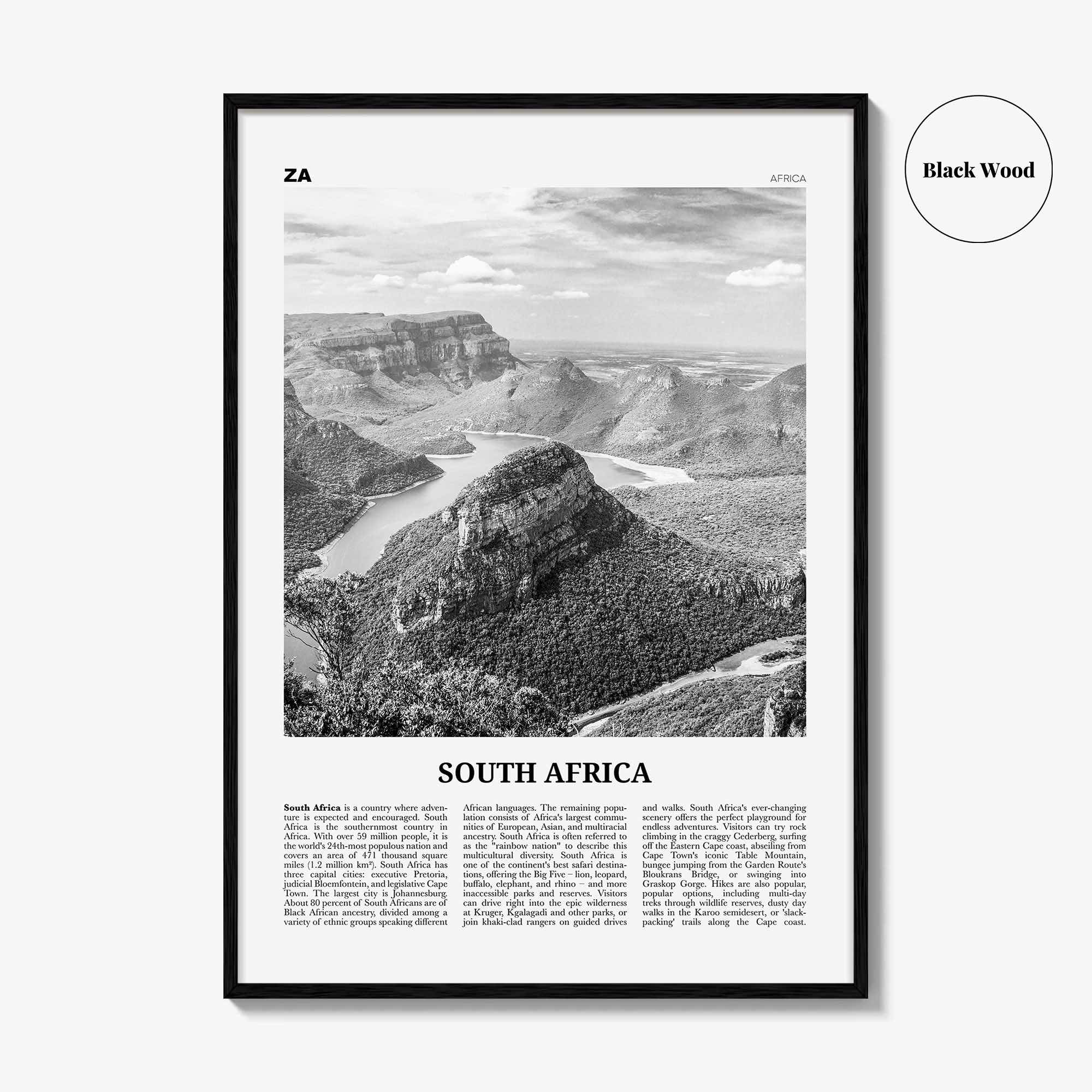 South Africa Print Black and White, South Africa Wall Art, South Africa Poster, South Africa Photo, Johannesburg, Cape Town