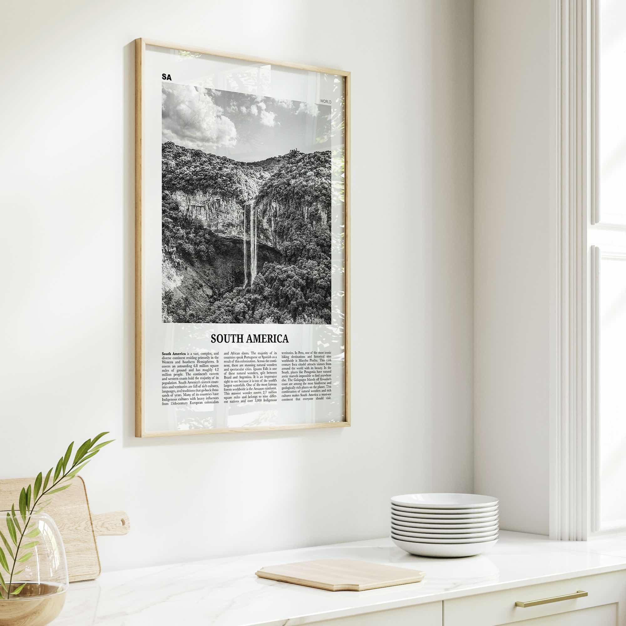 South America Print Black and White, South America Wall Art, South America Poster, South America Photo, South America Wall Decor