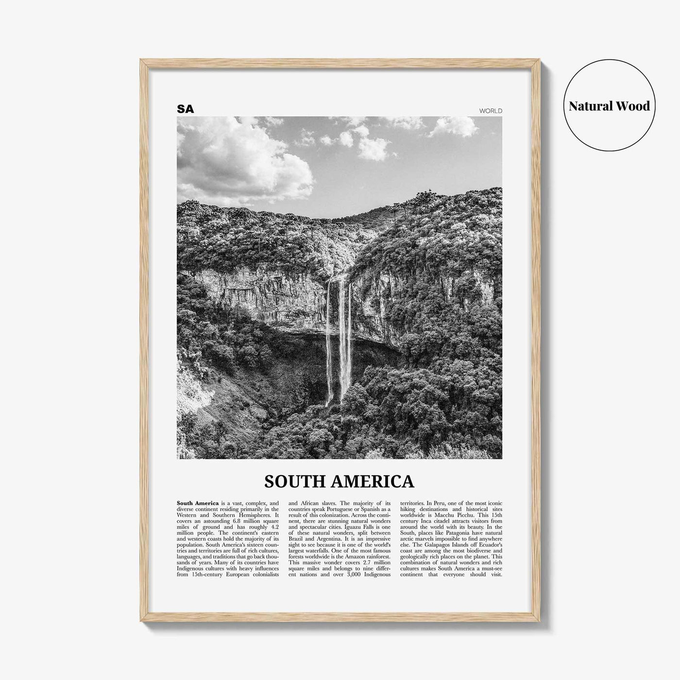 South America Print Black and White, South America Wall Art, South America Poster, South America Photo, South America Wall Decor