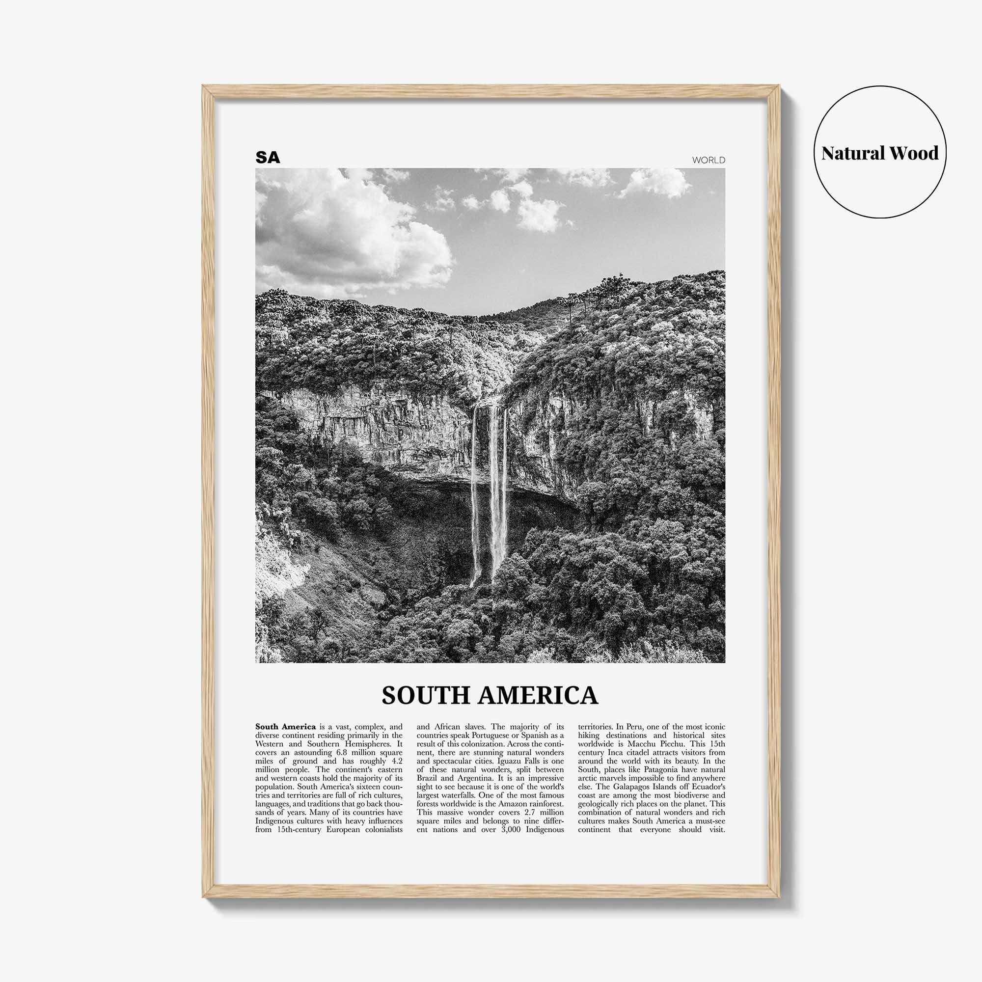 South America Print Black and White, South America Wall Art, South America Poster, South America Photo, South America Wall Decor