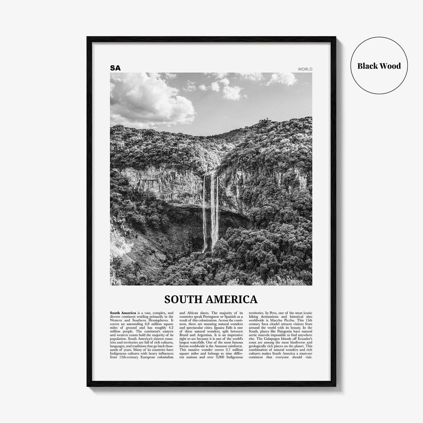 South America Print Black and White, South America Wall Art, South America Poster, South America Photo, South America Wall Decor