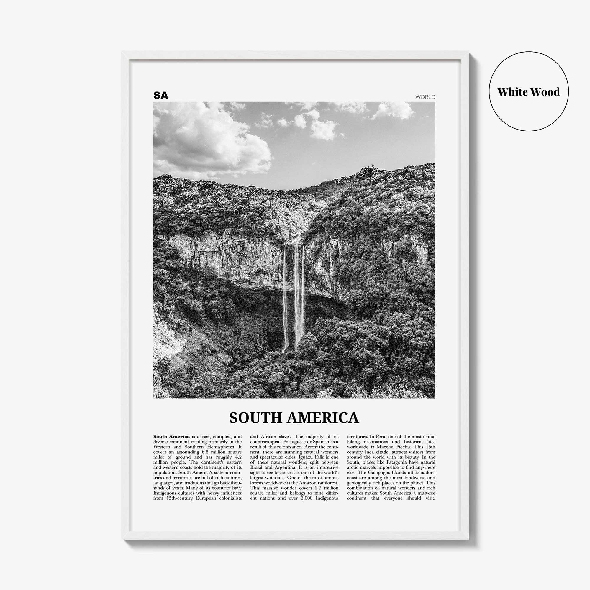 South America Print Black and White, South America Wall Art, South America Poster, South America Photo, South America Wall Decor
