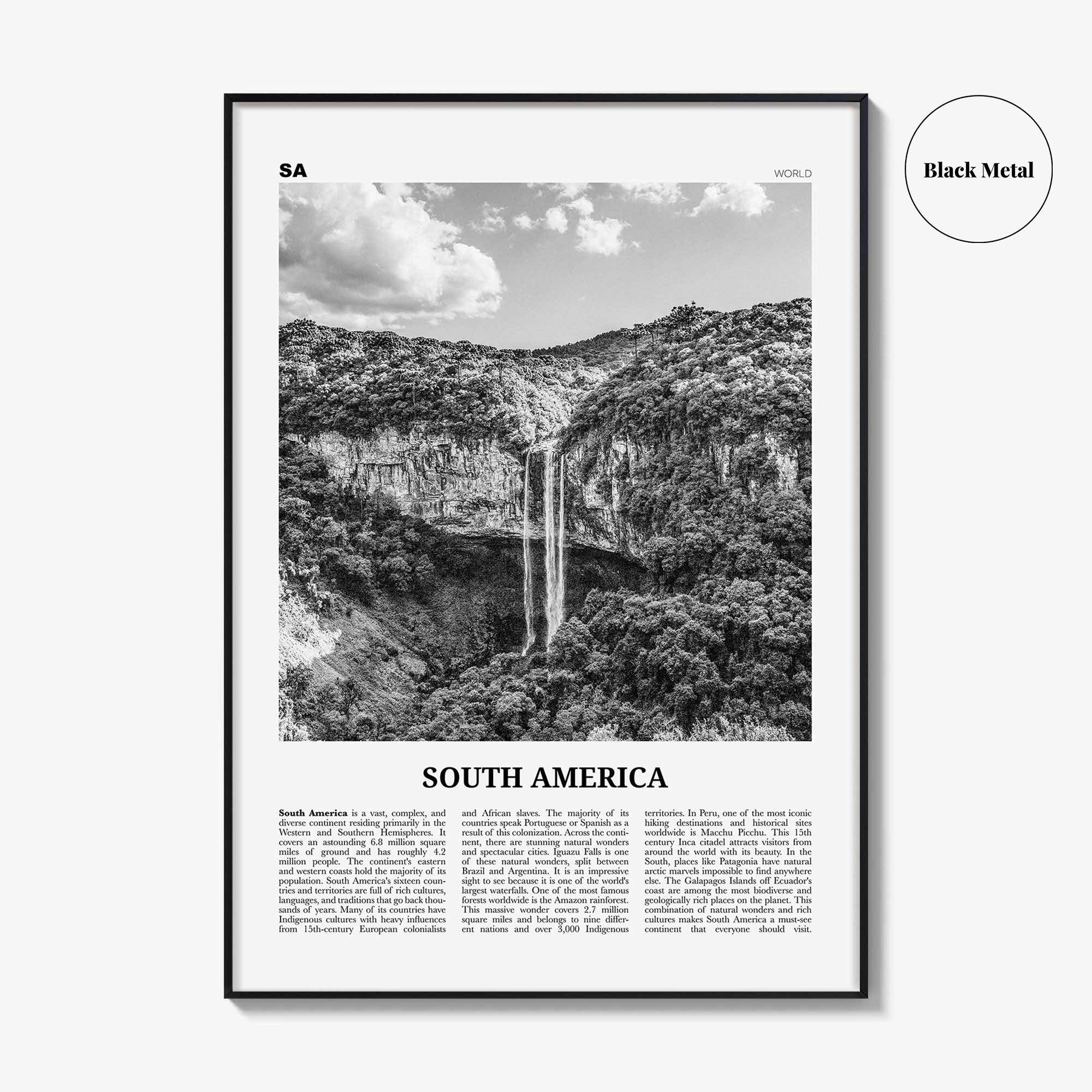 South America Print Black and White, South America Wall Art, South America Poster, South America Photo, South America Wall Decor