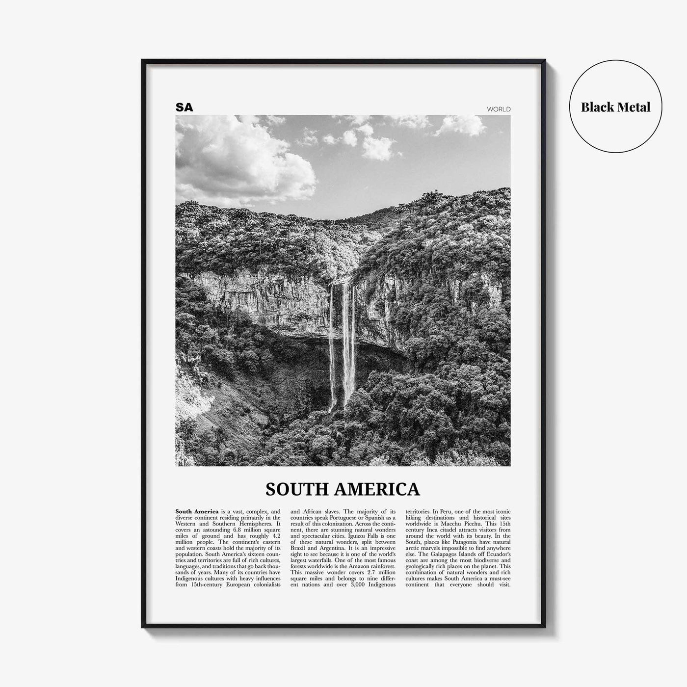 South America Print Black and White, South America Wall Art, South America Poster, South America Photo, South America Wall Decor