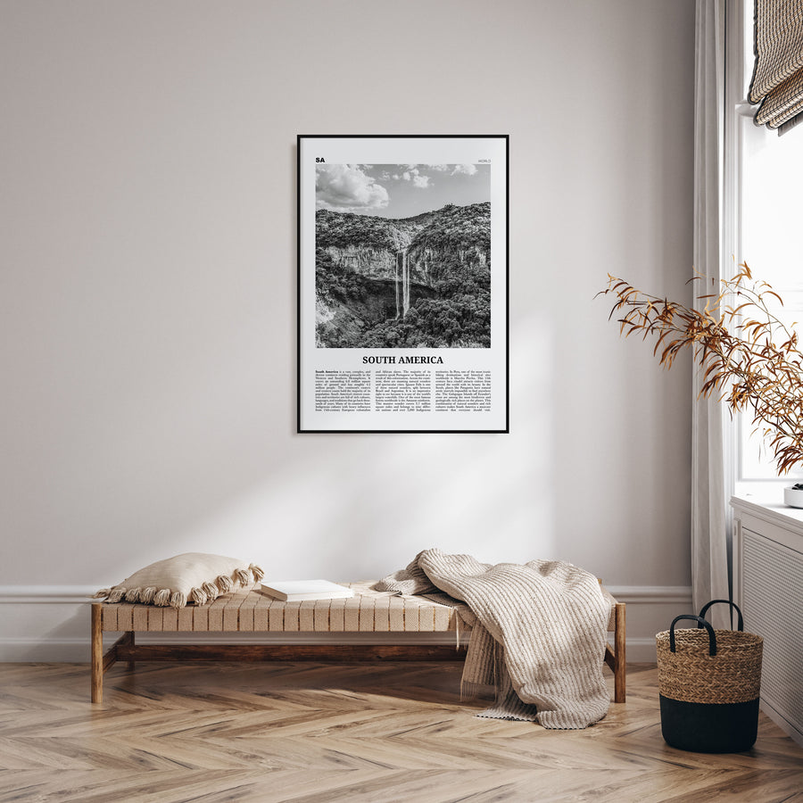 South America Travel B&W Poster