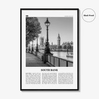 South Bank Print Black and White, South Bank Wall Art, South Bank Poster, South Bank Photo, South Bank Décor, South Bank Map, London England