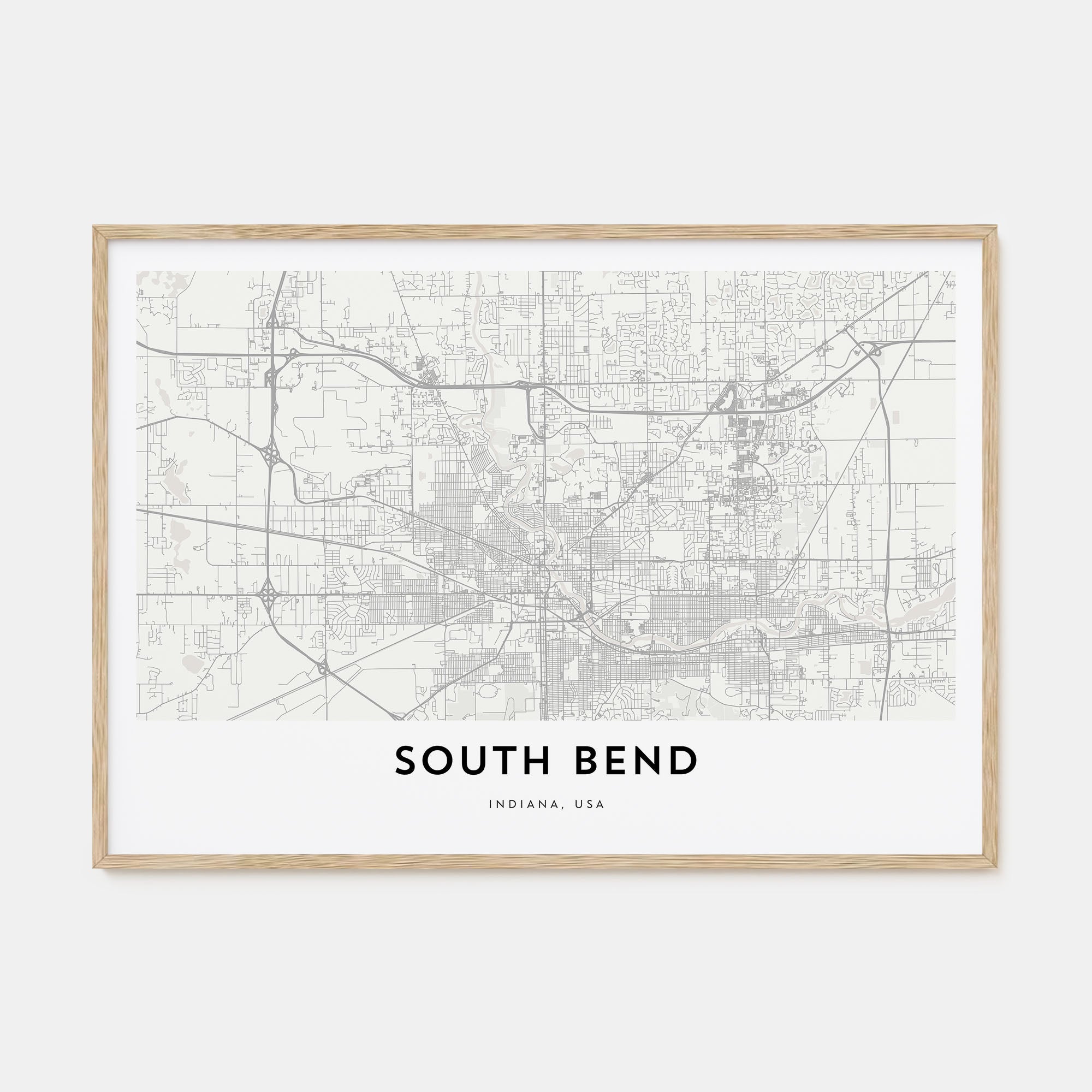 South Bend Map Landscape Poster