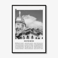 South Bend Print Black and White, South Bend Wall Art, South Bend Poster, South Bend Photo, South Bend Wall Décor, Indiana USA United States