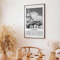 South Bend Print Black and White, South Bend Wall Art, South Bend Poster, South Bend Photo, South Bend Wall Décor, Indiana USA United States