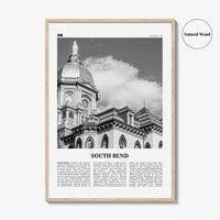 South Bend Print Black and White, South Bend Wall Art, South Bend Poster, South Bend Photo, South Bend Wall Décor, Indiana USA United States