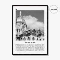 South Bend Print Black and White, South Bend Wall Art, South Bend Poster, South Bend Photo, South Bend Wall Décor, Indiana USA United States