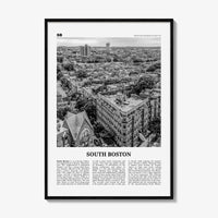 South Boston Print Black and White, South Boston Wall Art, South Boston Poster, South Boston Photo, South Boston Map, Massachusetts, USA