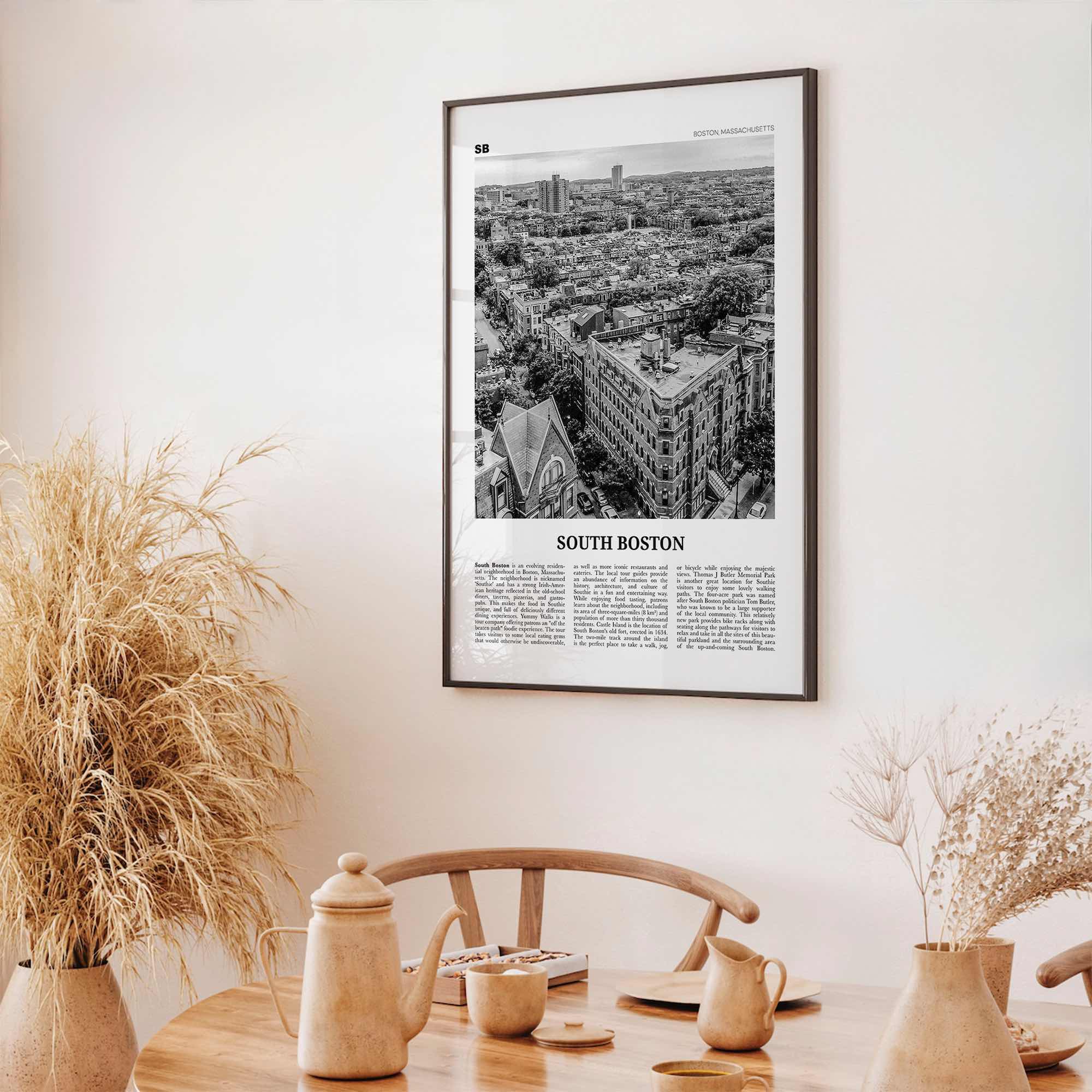 South Boston Print Black and White, South Boston Wall Art, South Boston Poster, South Boston Photo, South Boston Map, Massachusetts, USA