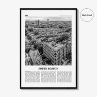 South Boston Print Black and White, South Boston Wall Art, South Boston Poster, South Boston Photo, South Boston Map, Massachusetts, USA
