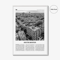 South Boston Print Black and White, South Boston Wall Art, South Boston Poster, South Boston Photo, South Boston Map, Massachusetts, USA