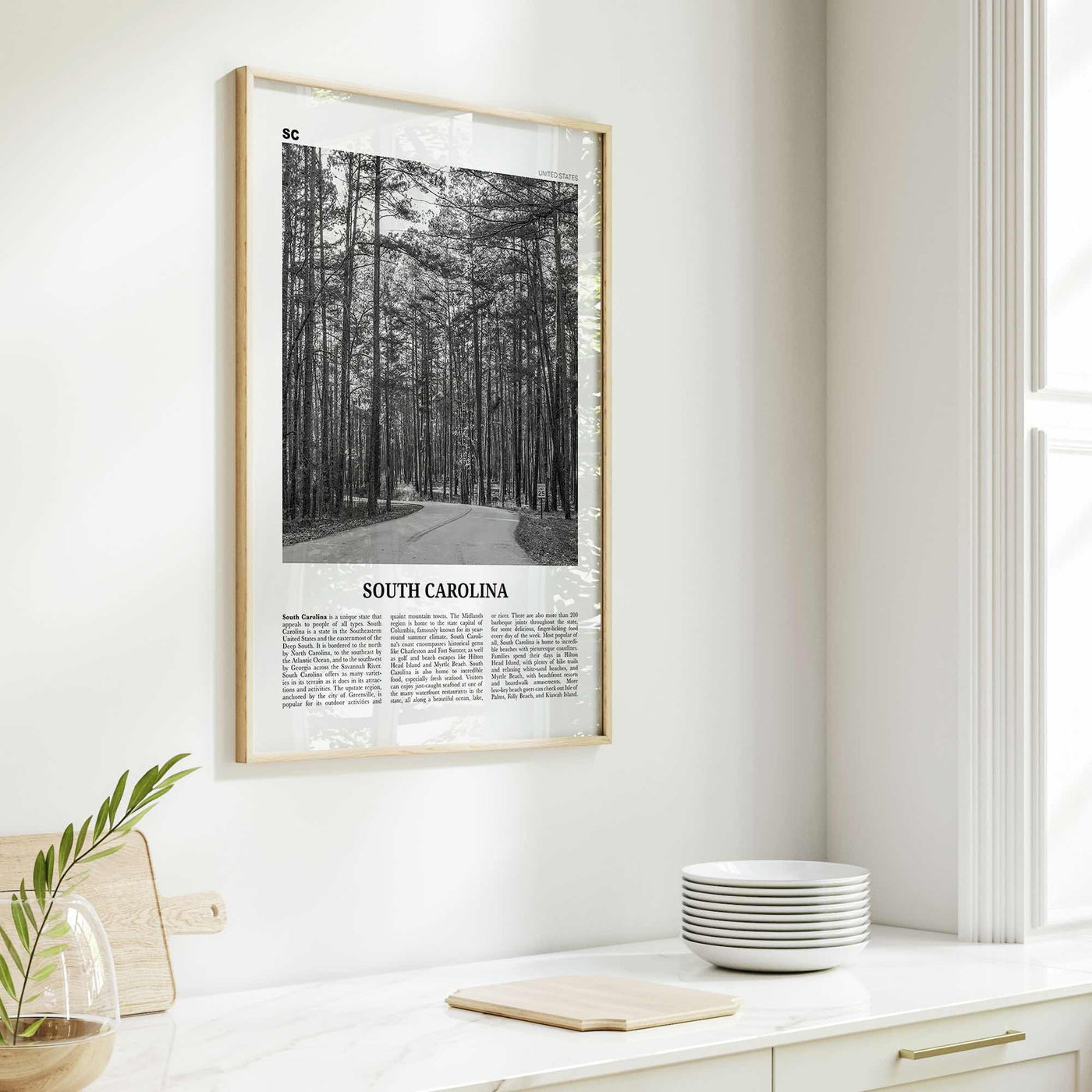 South Carolina Print Black and White No 2, South Carolina Wall Art, South Carolina Poster, South Carolina Photo, USA United States