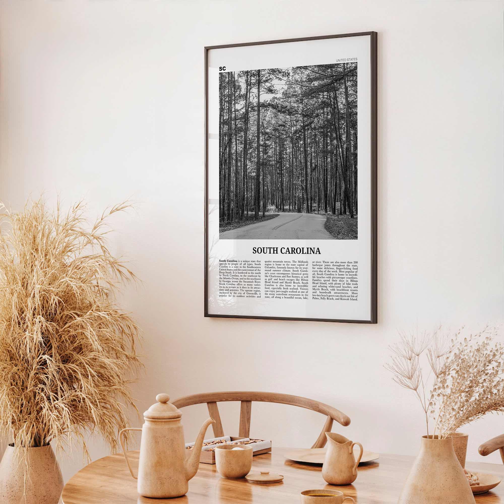 South Carolina Print Black and White No 2, South Carolina Wall Art, South Carolina Poster, South Carolina Photo, USA United States