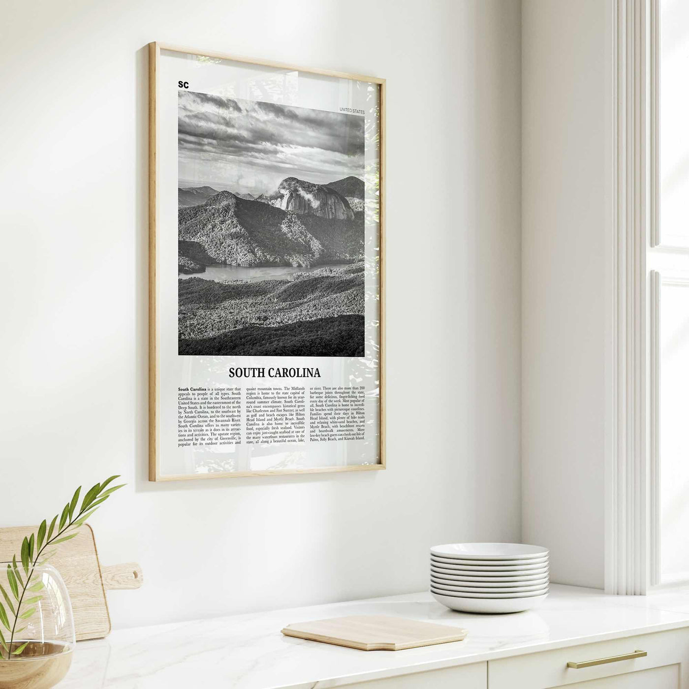 South Carolina Print Black and White No 3, South Carolina Art, South Carolina Poster, South Carolina Photo, South Carolina Map