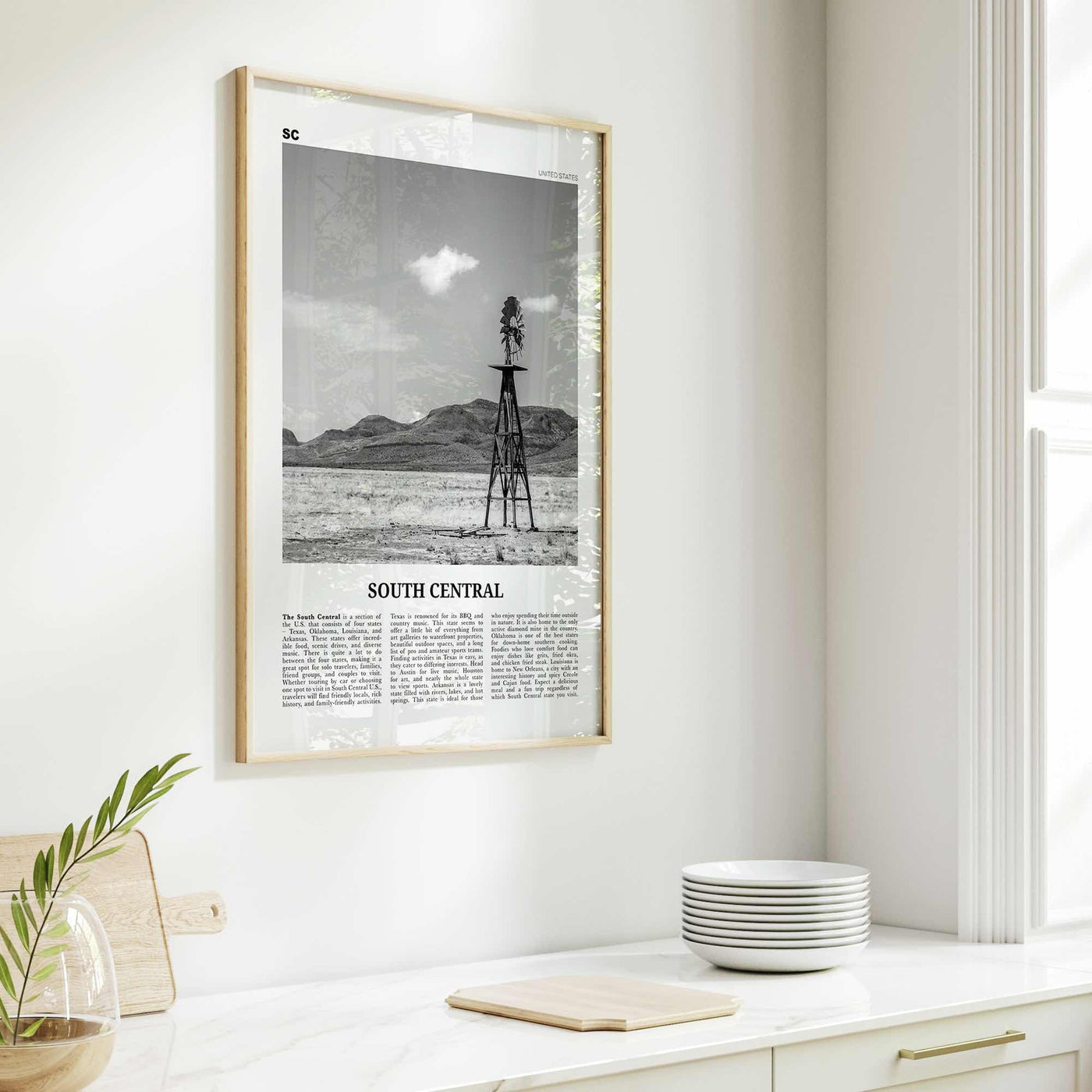 South Central Print Black and White, South Central Wall Art, South Central Poster, South Central Photo, South Central Décor, United States