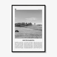 South Dakota Print Black and White No 1, South Dakota Art, South Dakota Poster, South Dakota Photo, South Dakota Map