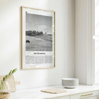 South Dakota Print Black and White No 1, South Dakota Art, South Dakota Poster, South Dakota Photo, South Dakota Map