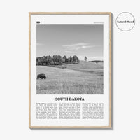 South Dakota Print Black and White No 1, South Dakota Art, South Dakota Poster, South Dakota Photo, South Dakota Map