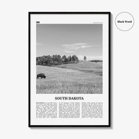 South Dakota Print Black and White No 1, South Dakota Art, South Dakota Poster, South Dakota Photo, South Dakota Map