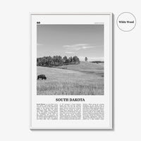 South Dakota Print Black and White No 1, South Dakota Art, South Dakota Poster, South Dakota Photo, South Dakota Map