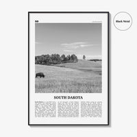 South Dakota Print Black and White No 1, South Dakota Art, South Dakota Poster, South Dakota Photo, South Dakota Map